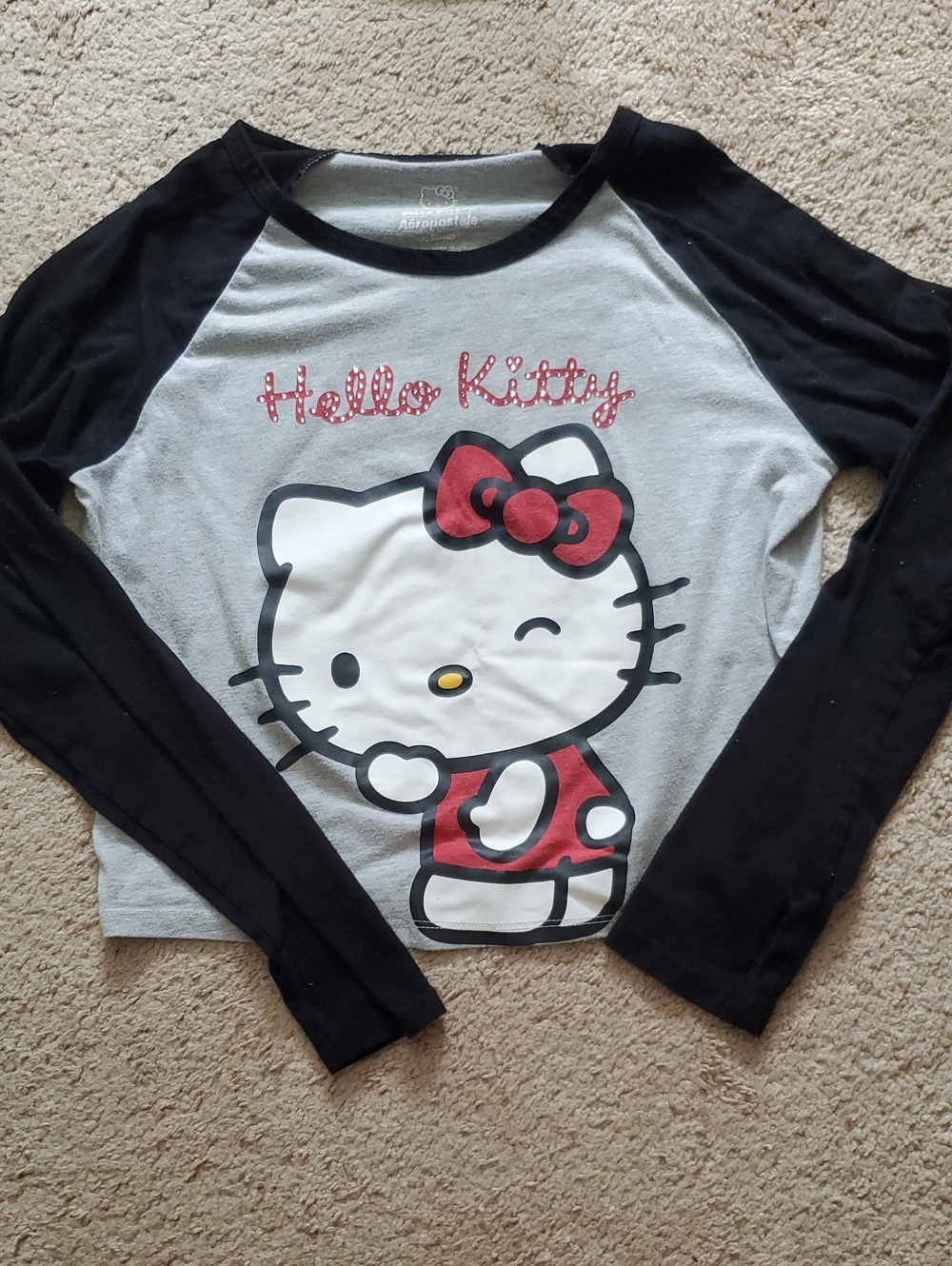 Hello Kitty Black, White & Red Raglan Long-Sleeve Tee